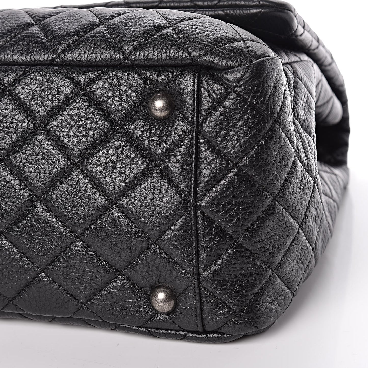 Calfskin Quilted XXL Travel Flap Bag Black