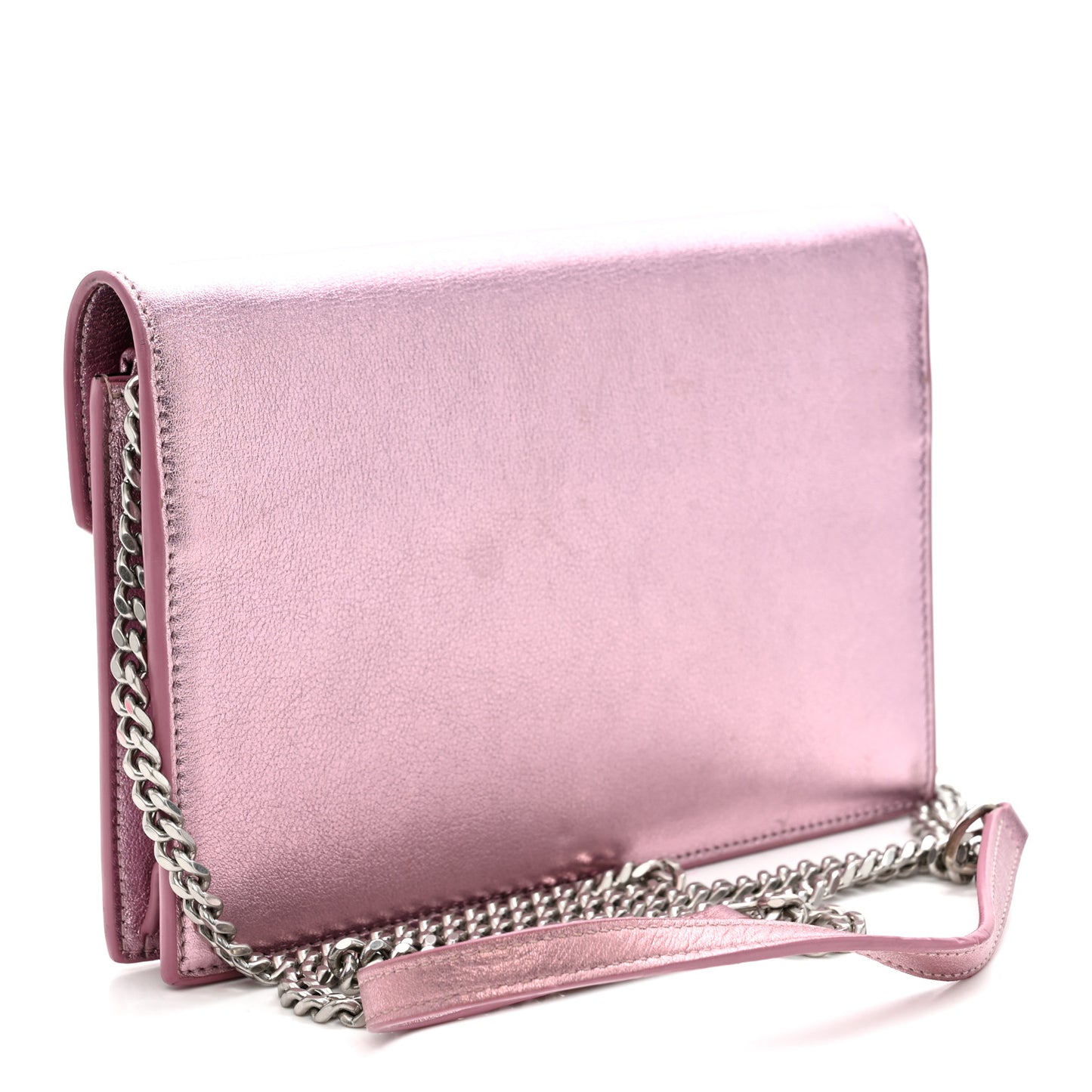 Metallic Calfskin Monogram Envelope Chain Wallet New Azalea