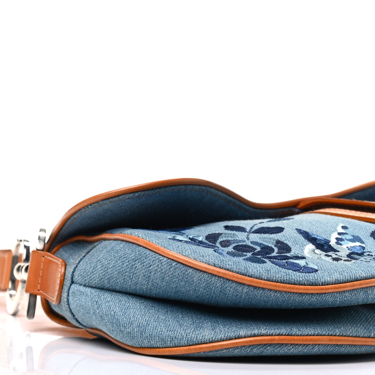 Christian Dior Denim Embroidered Saddle Bag Blue 11 of 13