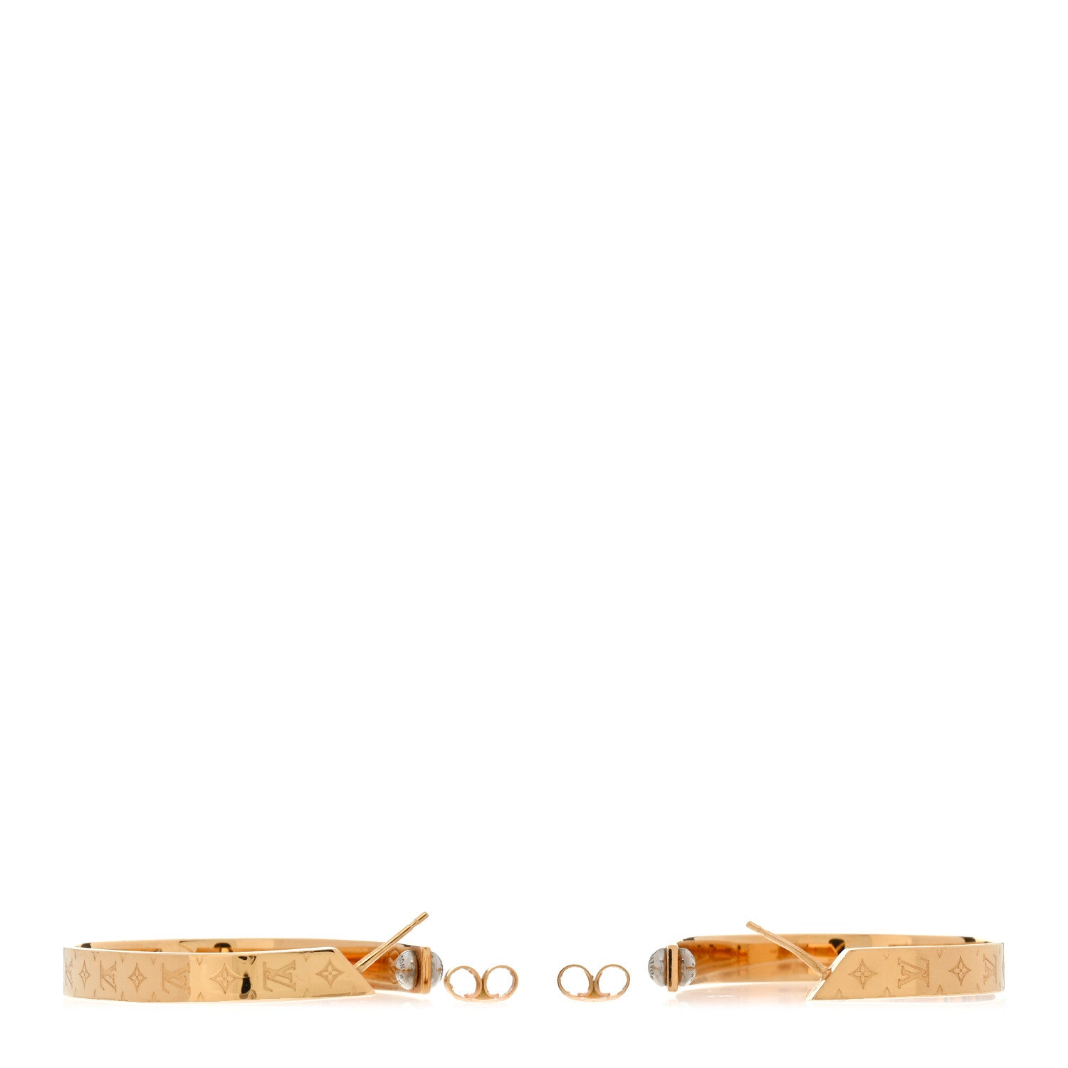 Louis Vuitton Metal Nanogram Hoop Earrings Gold 3 of 7