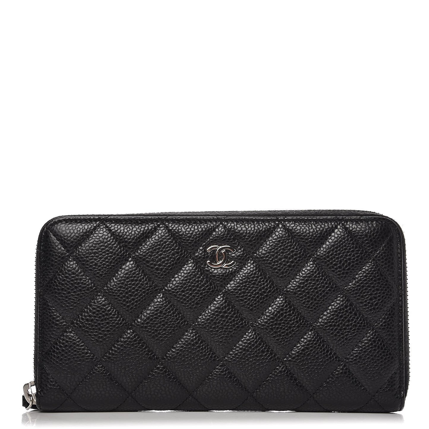 Caviar Quilted Large Gusset Zip Around Wallet Black