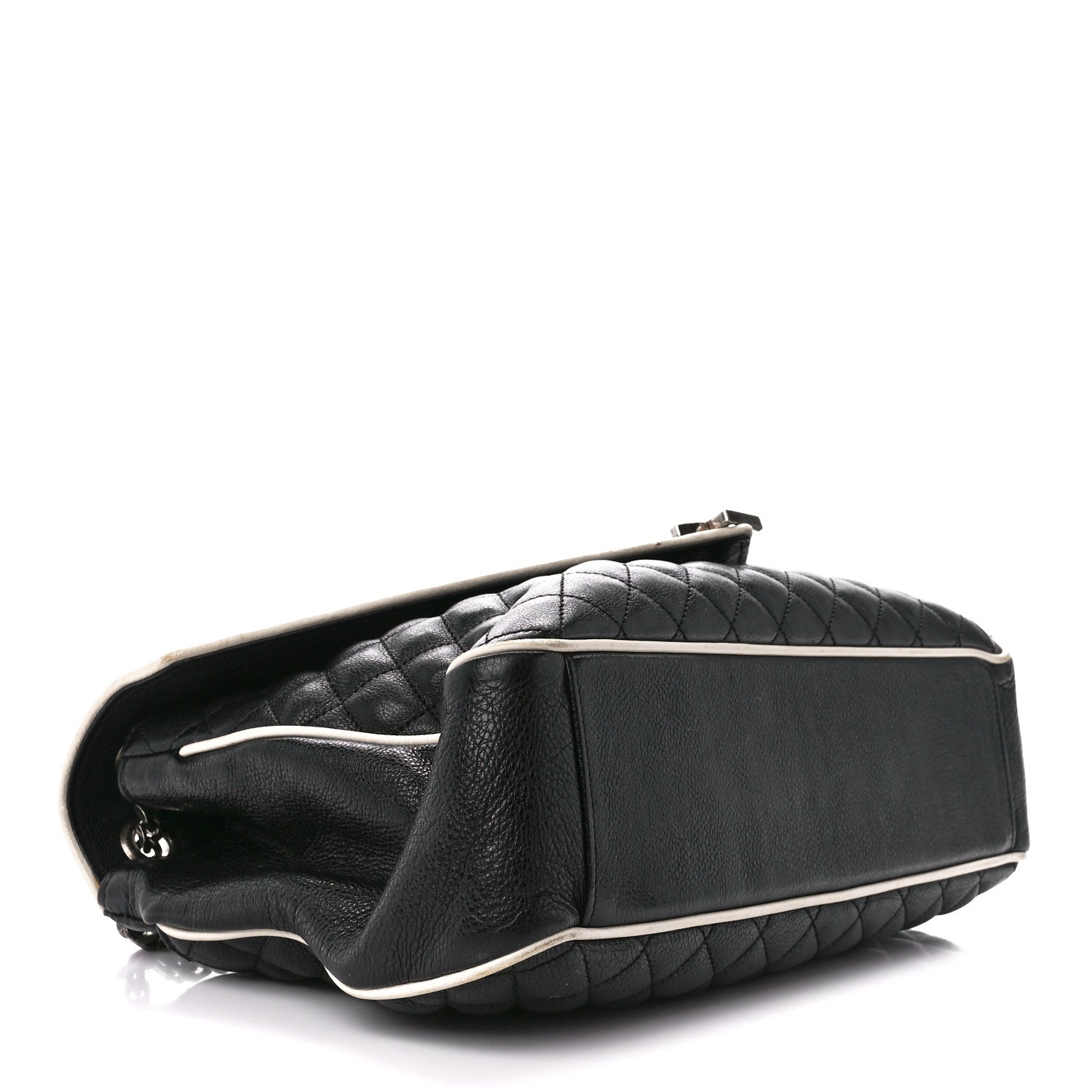 Saint Laurent Calfskin Mixed Matelasse Triquilt Large Monogram Envelope Satchel Black White 4 of 12