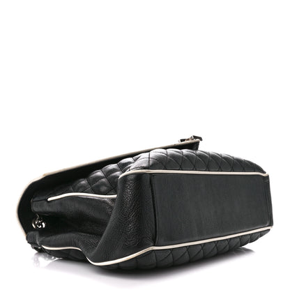 Saint Laurent Calfskin Mixed Matelasse Triquilt Large Monogram Envelope Satchel Black White 4 of 12