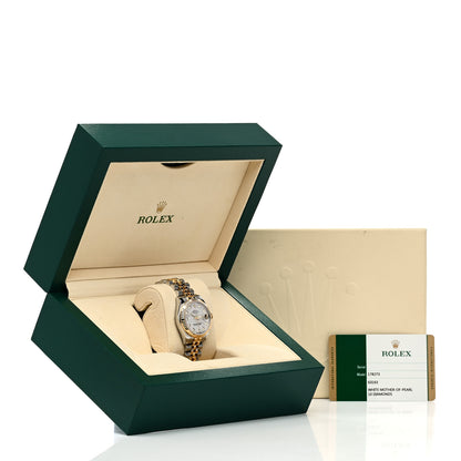 Rolex Stainless Steel 18K Yellow Gold Diamond Mother of Pearl 31mm Oyster Perpetual Datejust Watch 178273 5 of 5