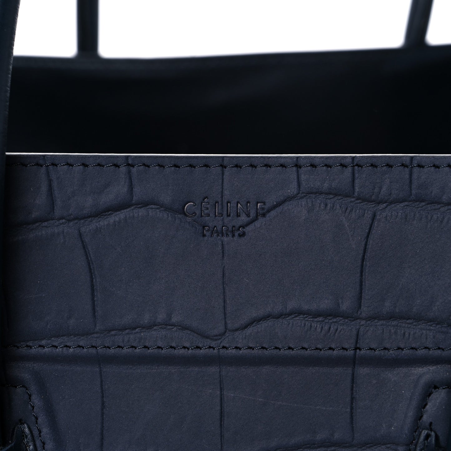 Crocodile Embossed Calfskin Medium Phantom Luggage Navy Blue