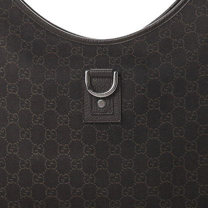 Gucci Denim Monogram Abbey D Ring Hobo Brown 8 of 13