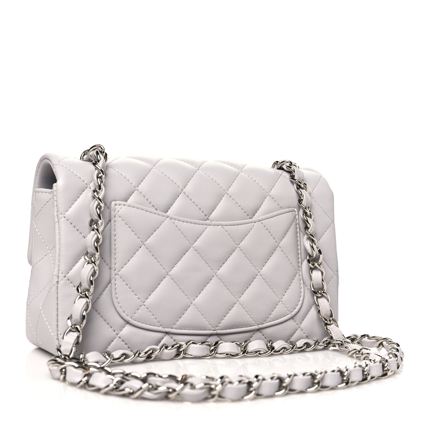 Lambskin Quilted Mini Rectangular Flap Grey
