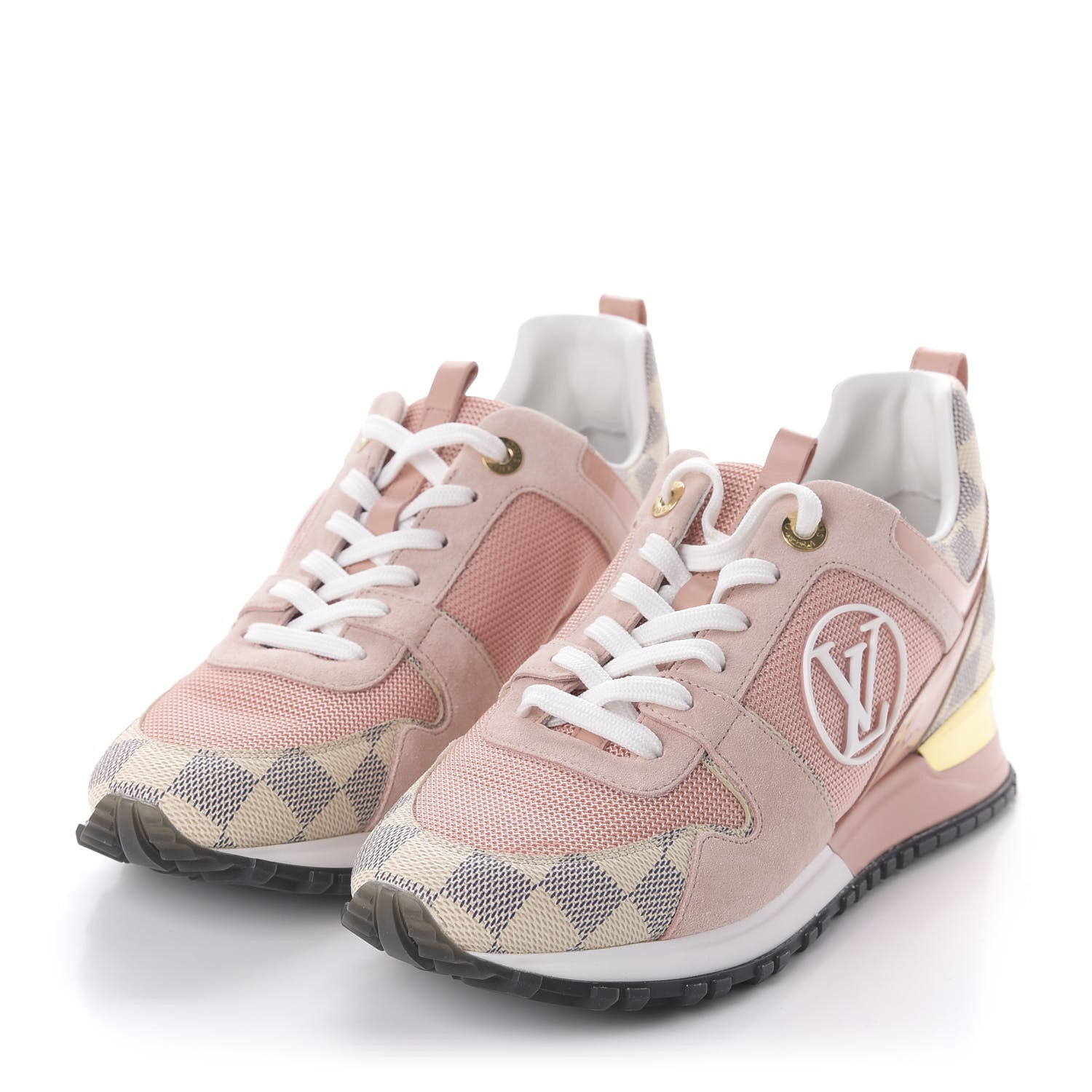 Louis Vuitton Suede Damier Azur Run Away Sneakers 38 Pink 3 of 8