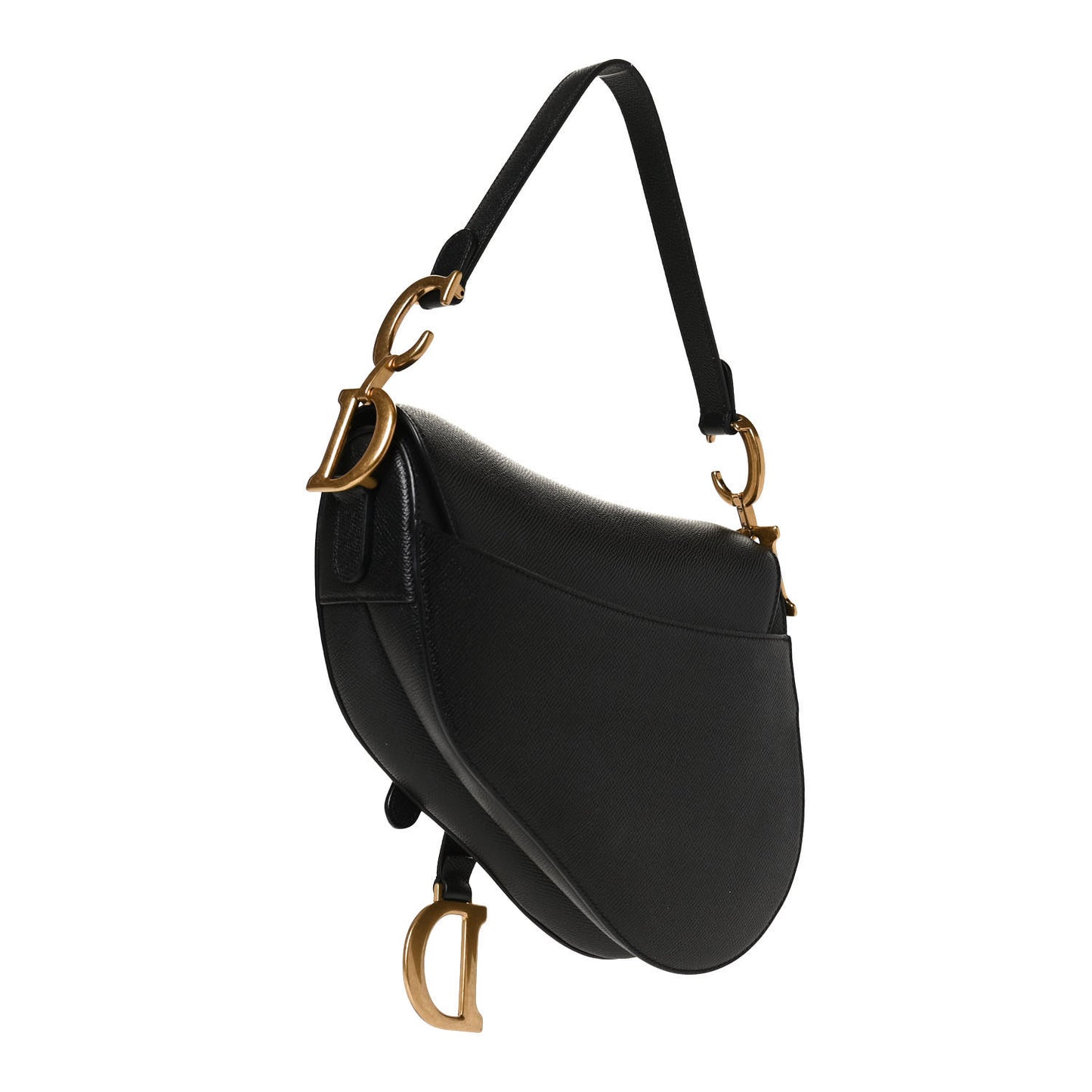 Grained Calfskin Saddle Bag Black