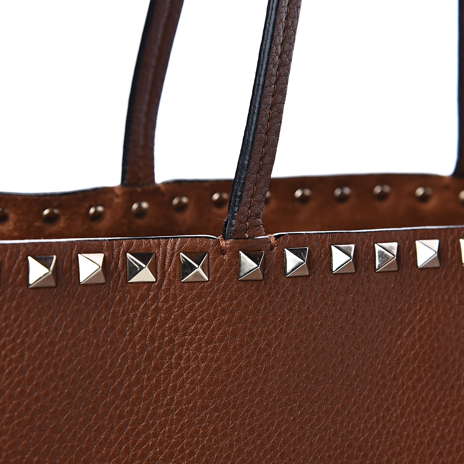 Valentino Garavani Grained Calfskin Small Rockstud Shoulder Tote Bright Cognac 17 of 20