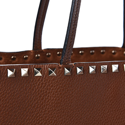Valentino Garavani Grained Calfskin Small Rockstud Shoulder Tote Bright Cognac 17 of 20
