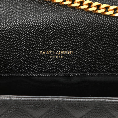 Saint Laurent Grain De Poudre Textured Mixed Matelasse Triquilt Small Monogram Satchel Black 6 of 8