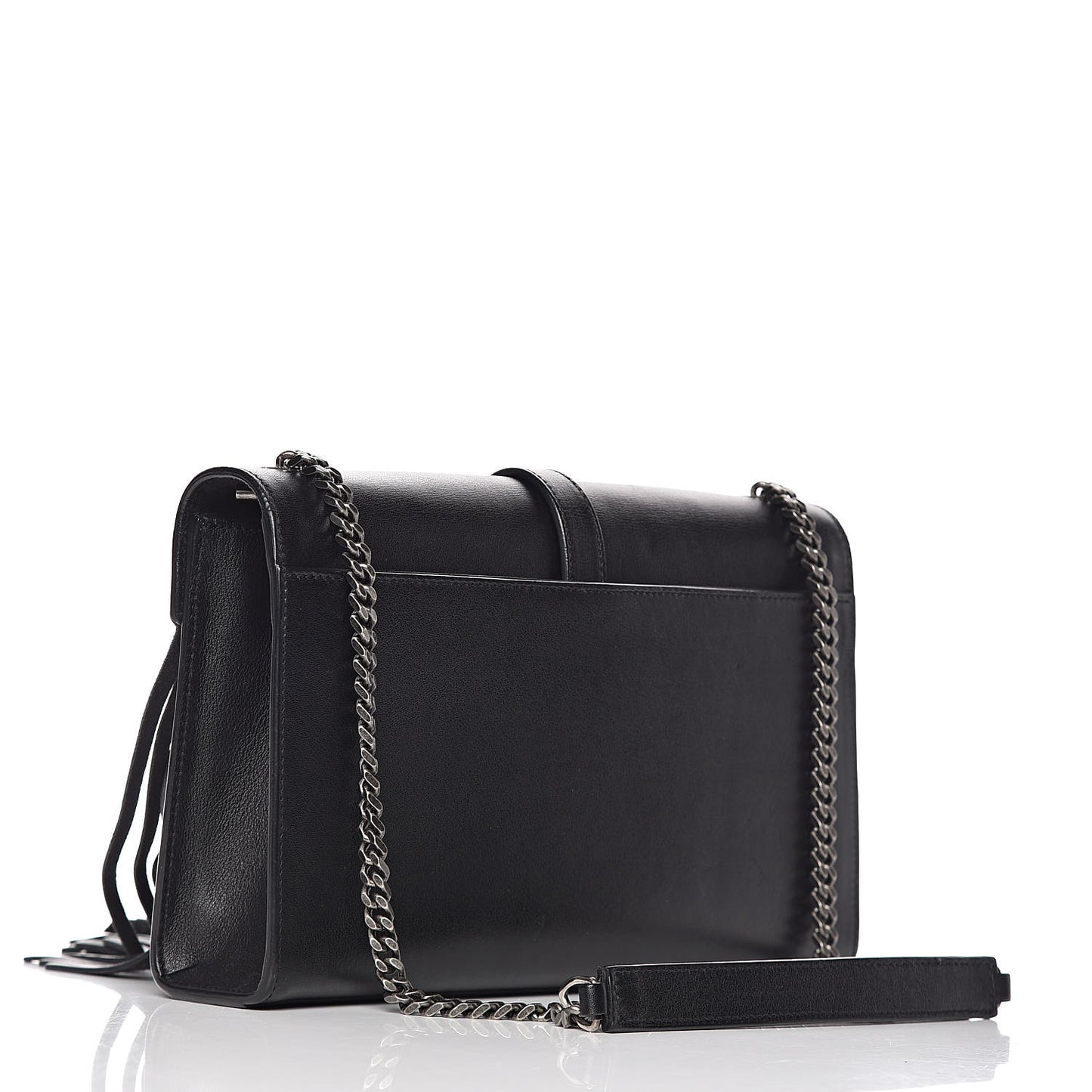 Calfskin Fringe Medium Snake Monogram Satchel Black