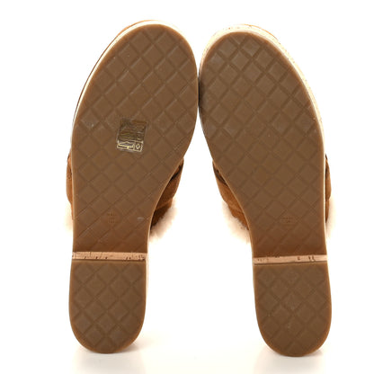 Chanel Suede Calfskin Shearling Turn Lock Clogs 39 Brown 5 of 7
