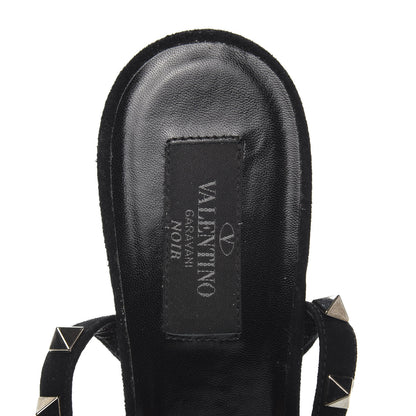 Valentino Garavani Suede Rockstud Ankle Strap 100mm Sandals 39.5 Black 6 of 8