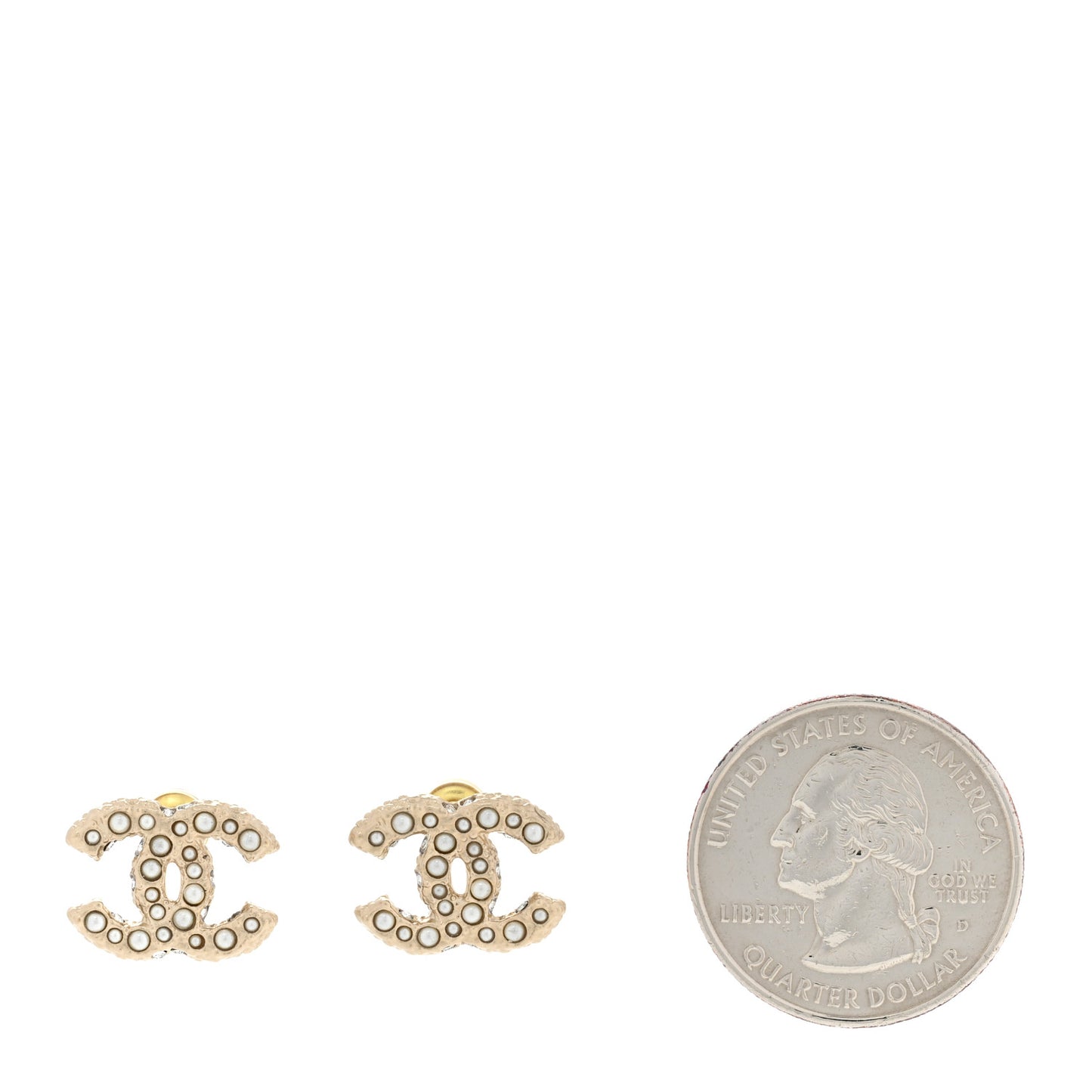 Pearl Crystal CC Earrings Light Gold