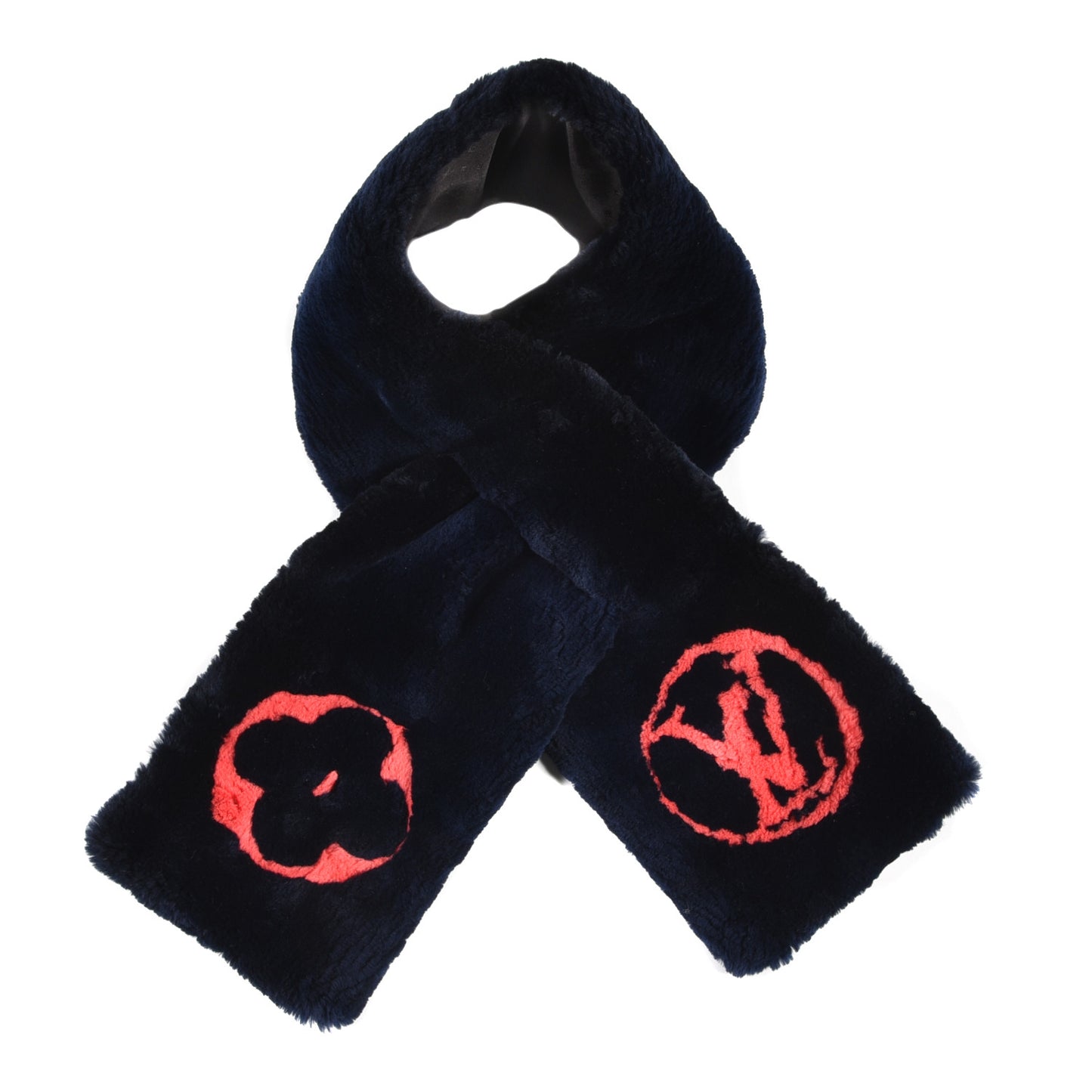 Rabbit Fur Bi Stamp Echarpe Navy