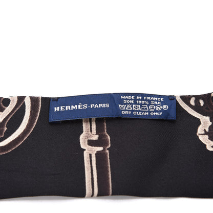 Hermes Silk Les Cles Twilly Black 2 of 3