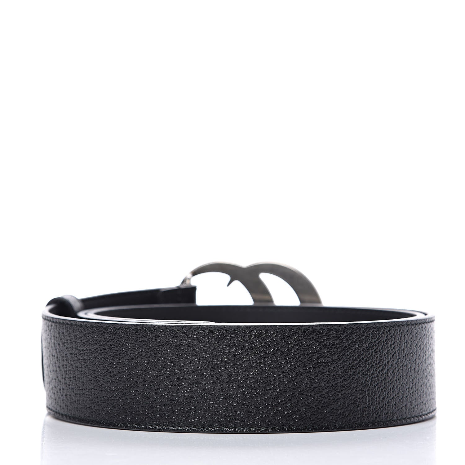 Gucci Textured Dollar Calfskin Nickel Double G 40mm Belt 95 38 Black 3 of 6