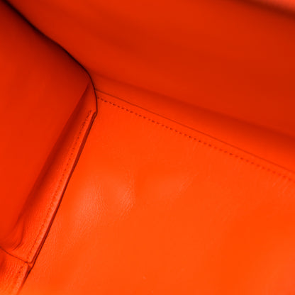 Balenciaga Semi Shiny Calfskin Crocodile Embossed Neo Classic Silver Hardware Large Top Handle Bag Orange 7 of 7