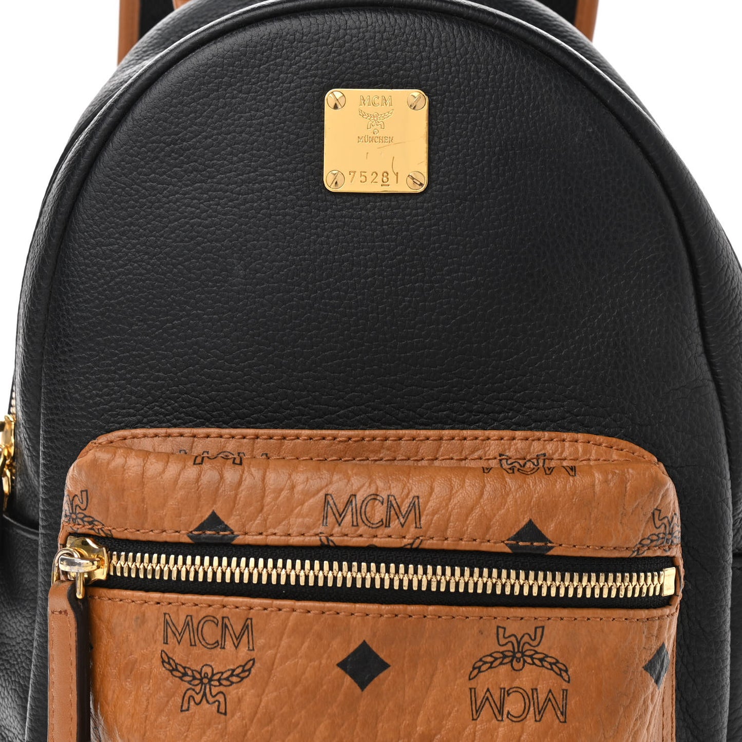 Visetos Calfskin Medium Geonautic Backpack Black Cognac