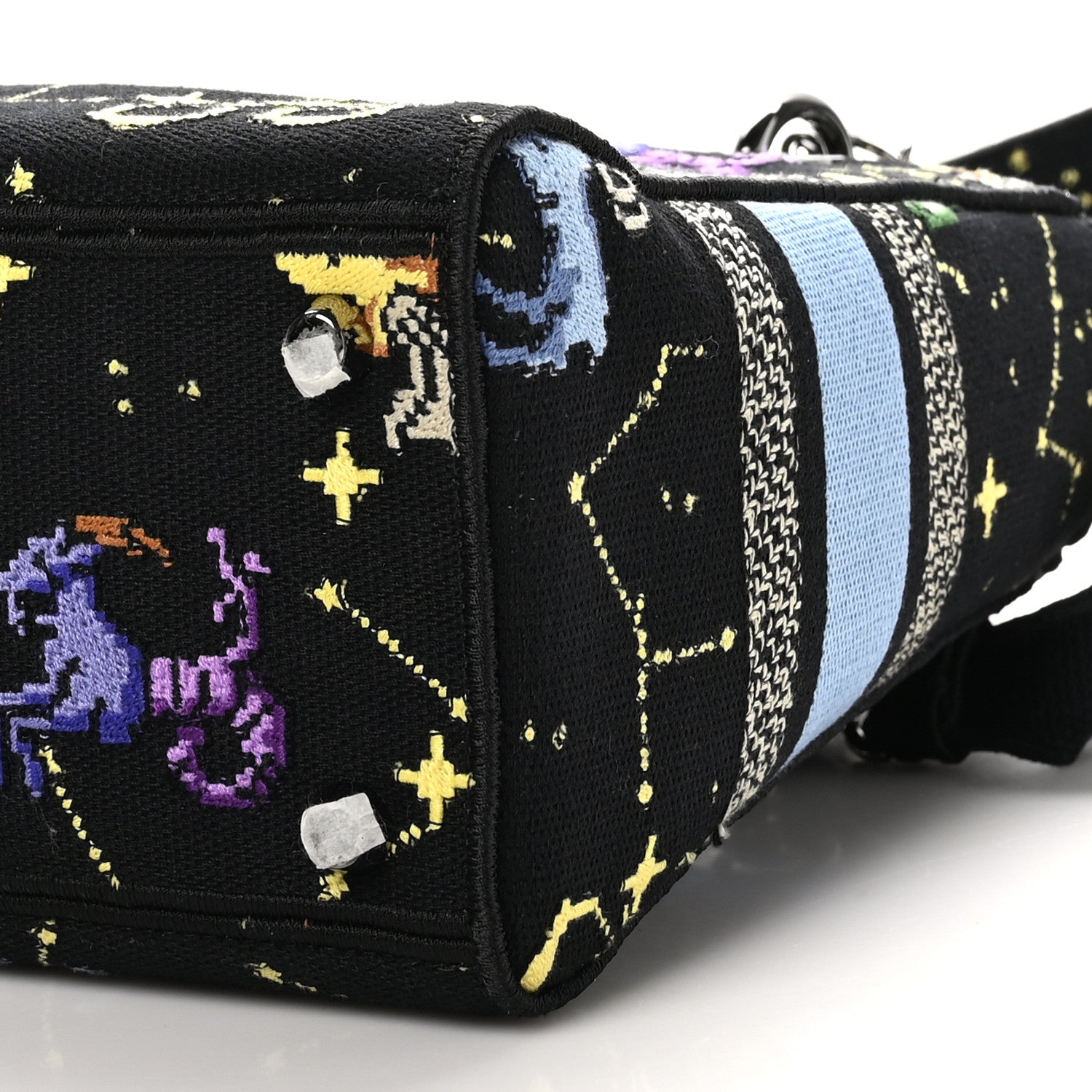 Christian Dior Canvas Pixel Zodiac Embroidered Medium Lady D-Lite