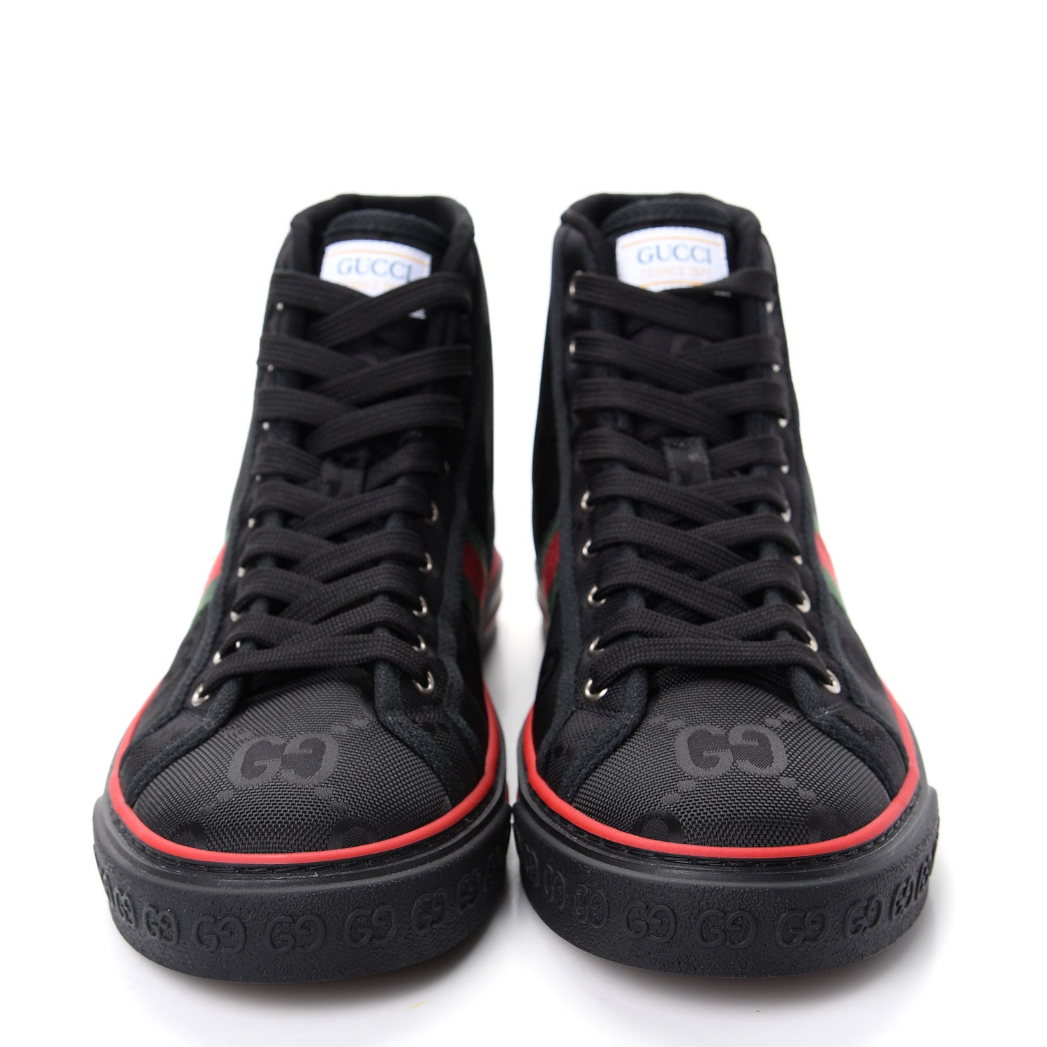 Gucci Econyl Nylon Web Monogram Off The Grid Mens 1977 Tennis High Top Sneakers 9 Black 2 of 10