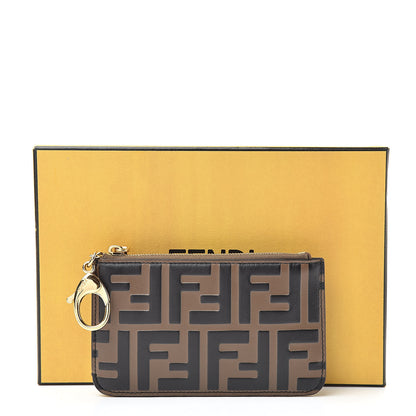 Fendi Vitello Soft F is Fendi Bi-Color FF 1974 Embossed Key Case Pouch Maya Black 8 of 8