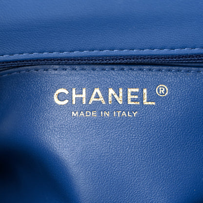 Chanel Lambskin Chevron Quilted Mini Square Flap Blue 6 of 10