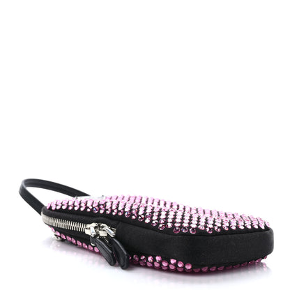 Prada Satin Crystal Zip Phone Case Crossbody Bag Rosa 4 of 9