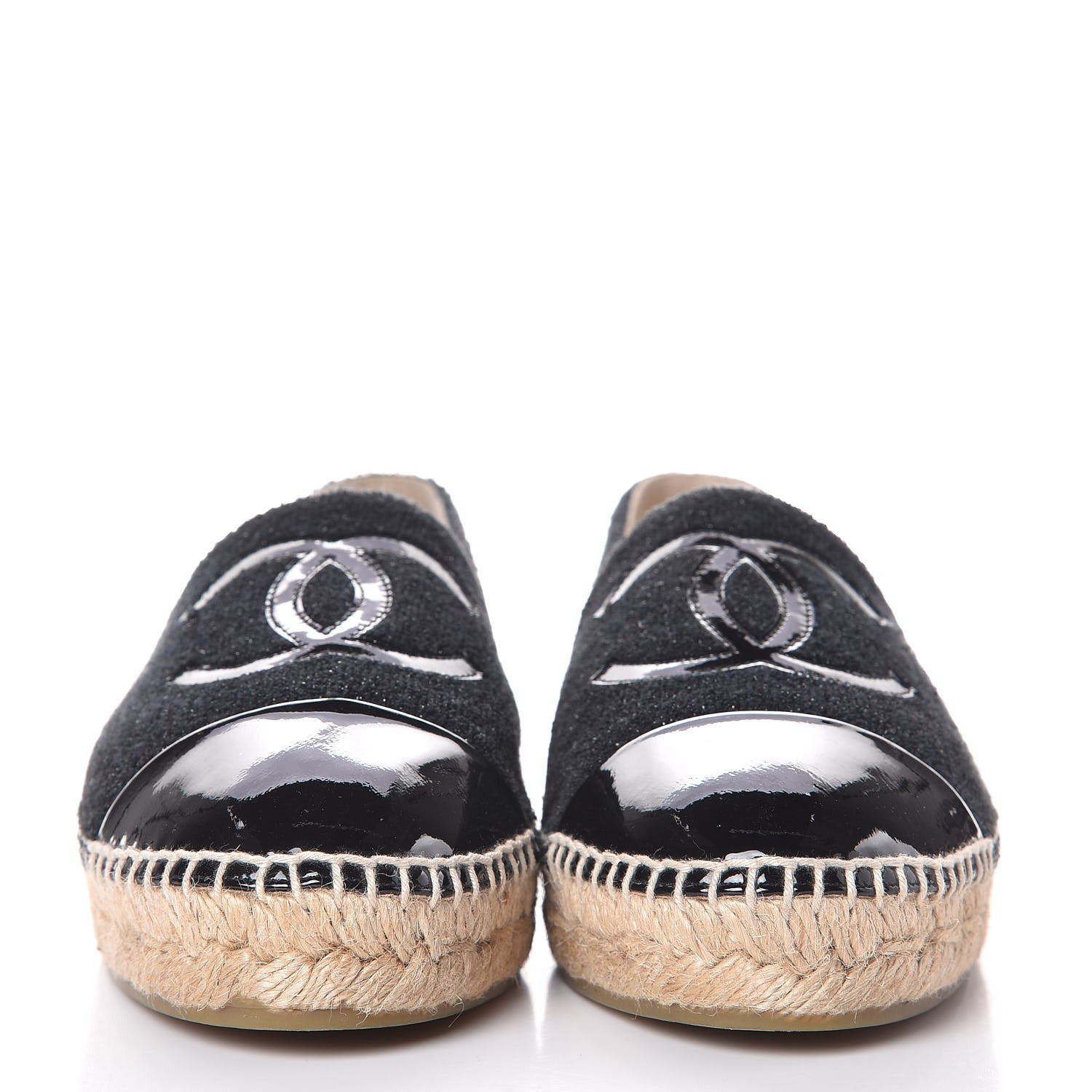 Chanel Tweed Patent CC Espadrilles 40 Black 2 of 10