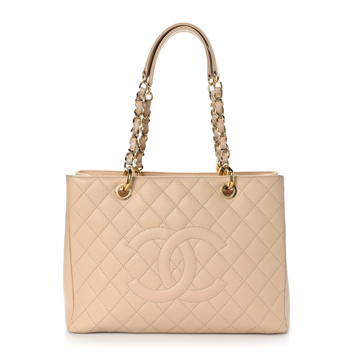 Caviar Quilted Grand Shopping Tote GST Beige Clair