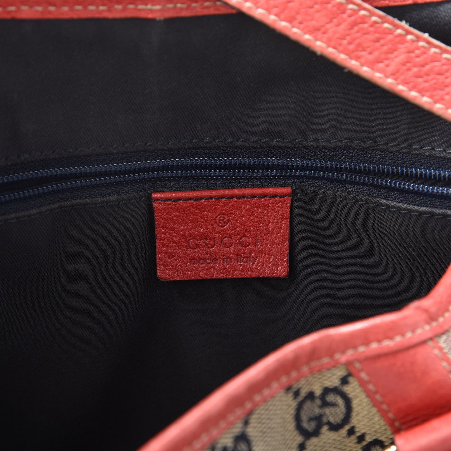 Monogram Medium Abbey Shoulder Bag Navy Red