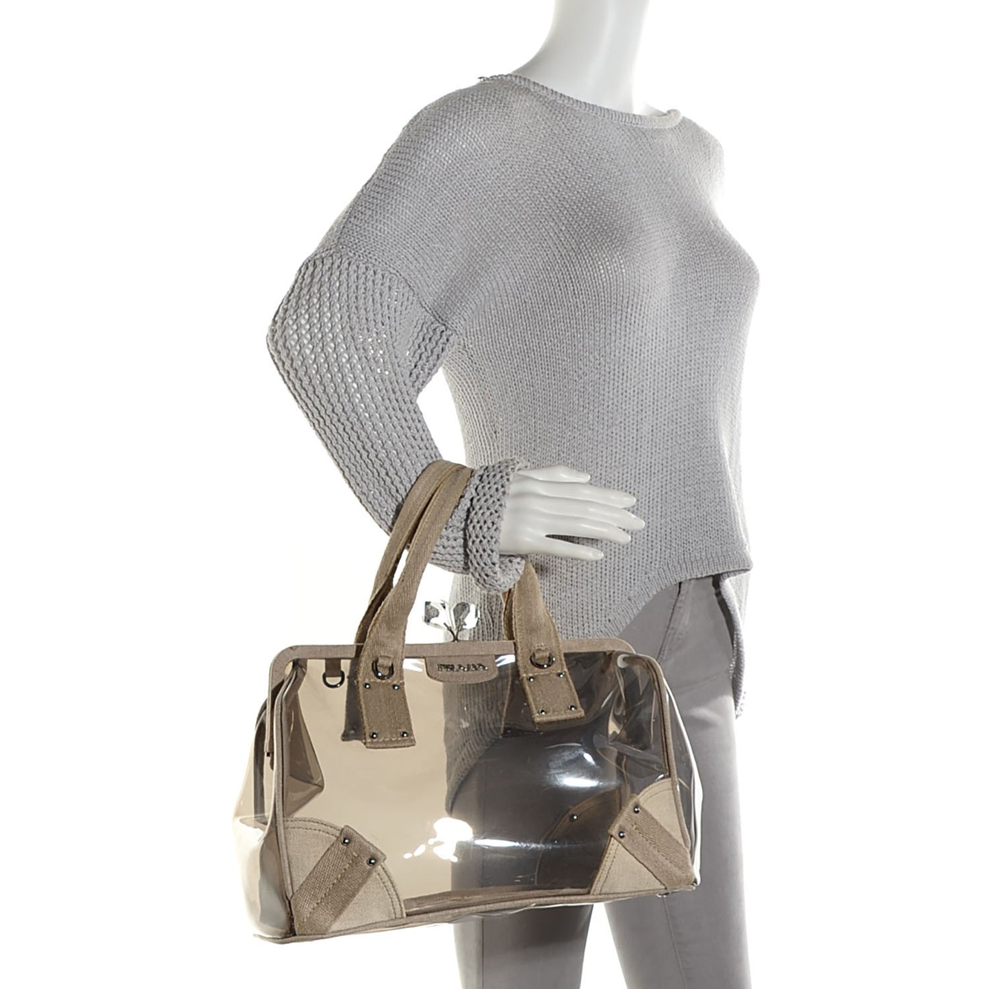 Canvas Plexiglass Frame Crystal Kiss Lock Bag Naturale