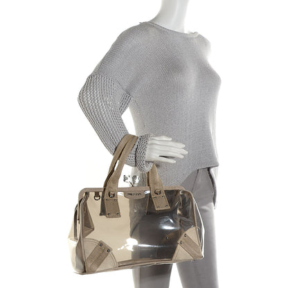 Prada Canvas Plexiglass Frame Crystal Kiss Lock Bag Naturale 2 of 10