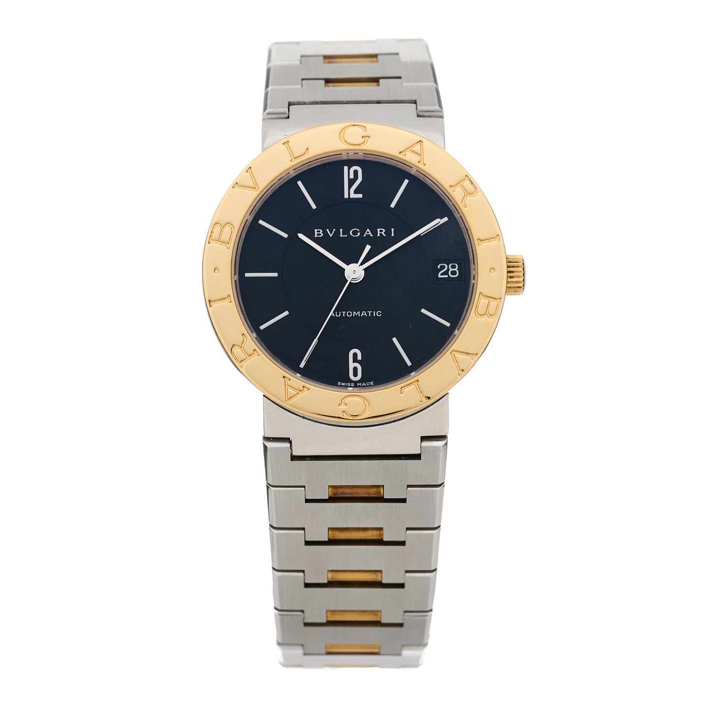Stainless Steel 18K Yellow Gold 33mm Automatic Watch Black