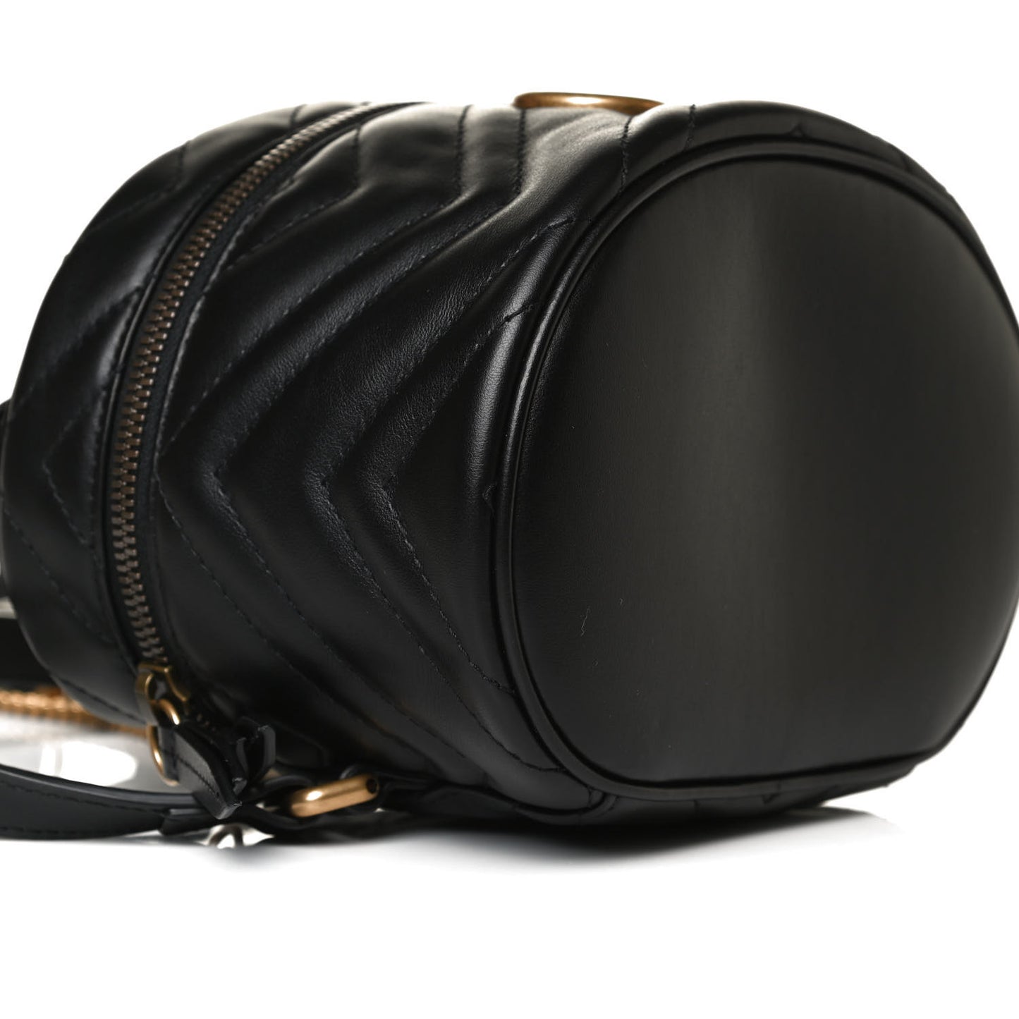 Calfskin Matelasse Mini GG Marmont Round Backpack Black