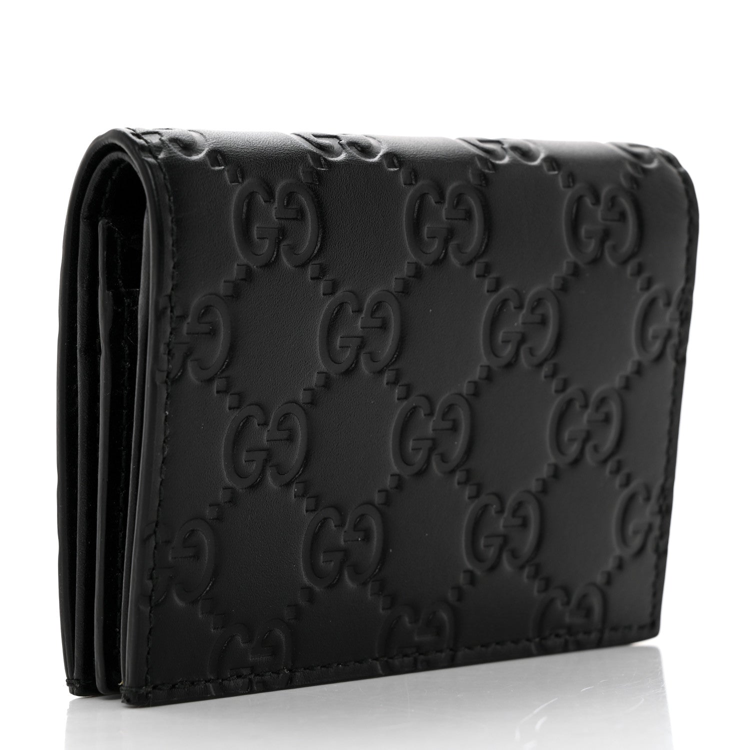 Gucci Guccissima Signature Crystal Cat Card Case Wallet Black 3 of 7
