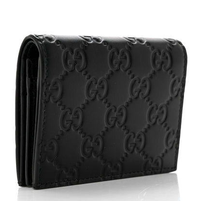 Gucci Guccissima Signature Crystal Cat Card Case Wallet Black 3 of 7