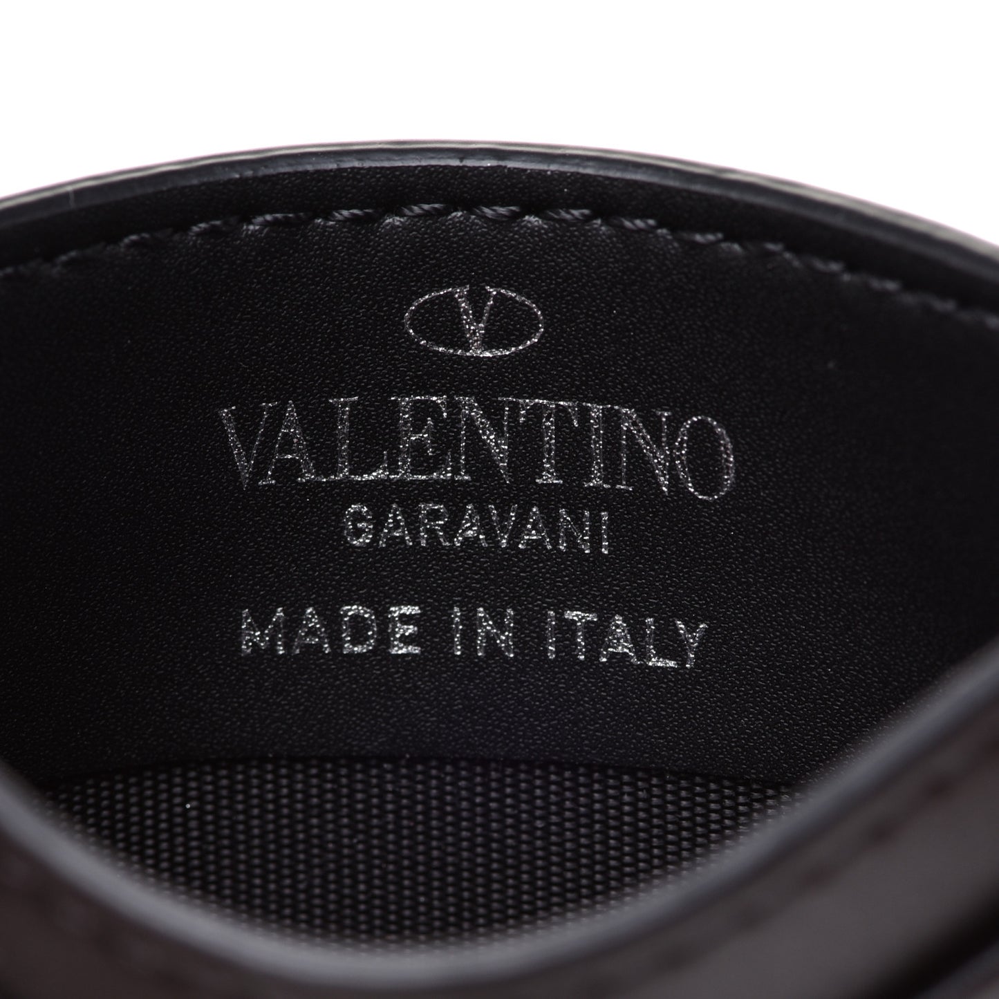 Calfskin VLTN Card Holder Black White