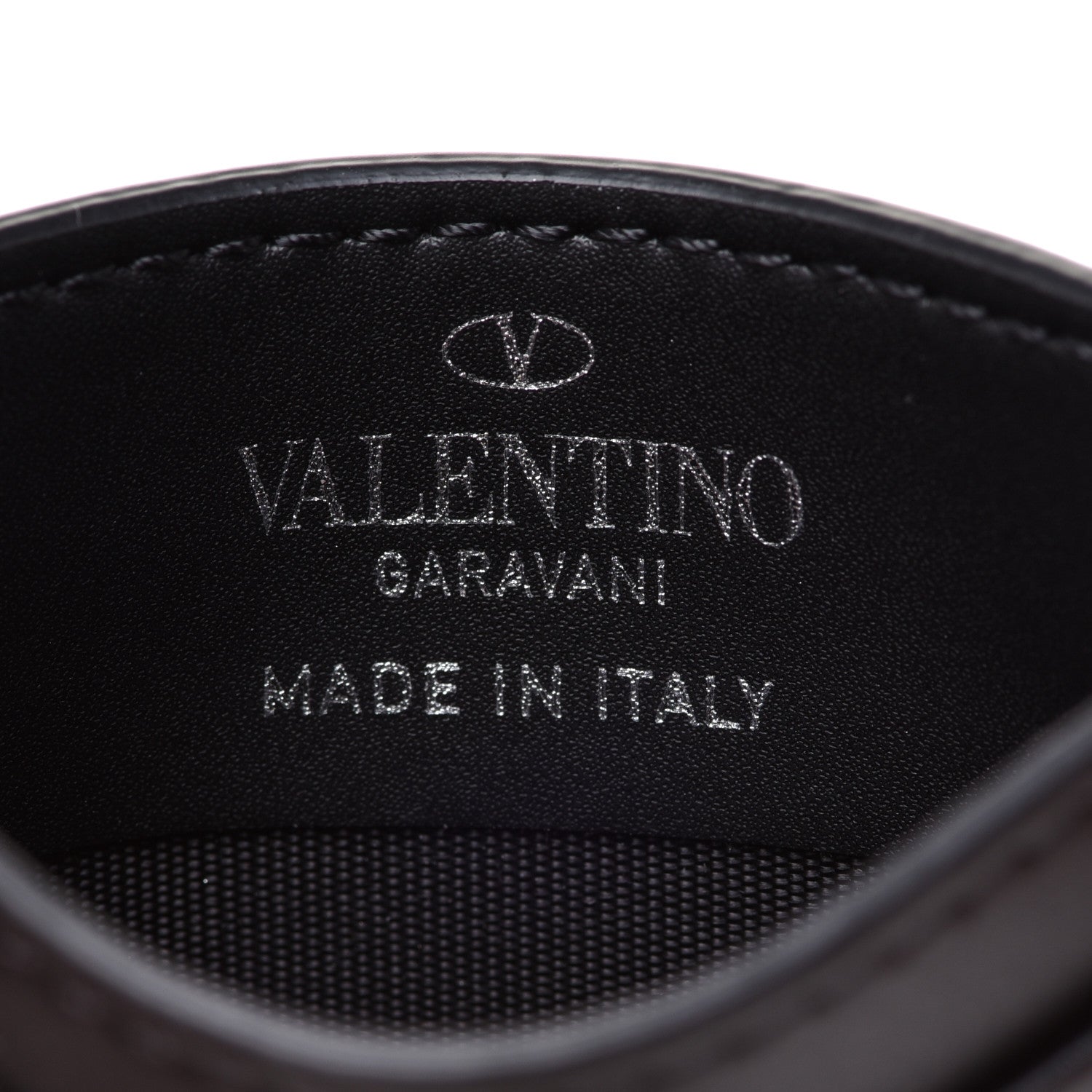 Valentino Garavani Calfskin VLTN Card Holder Black White 6 of 7