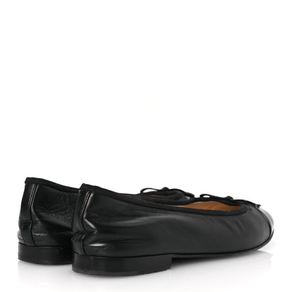 Chanel Lambskin Patent Cap Toe Ballerina Flats 38.5 Black 5 of 14