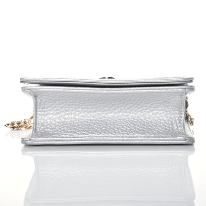 Christian Dior Metallic Grained Calfskin Baby Diorama Flap Bag Silver 10 of 11