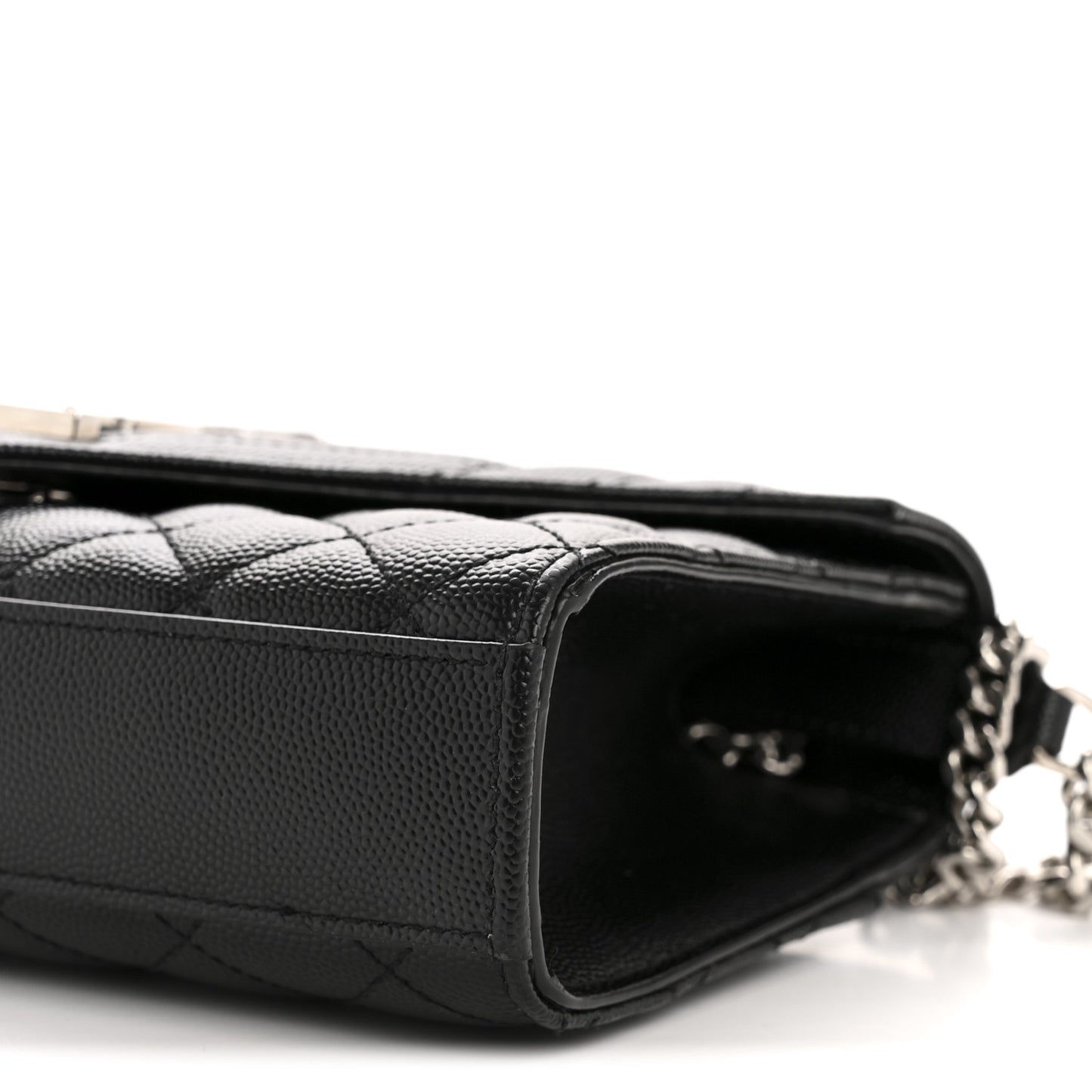 Grain De Poudre Textured Mixed Matelasse Triquilt Small Monogram Satchel Black