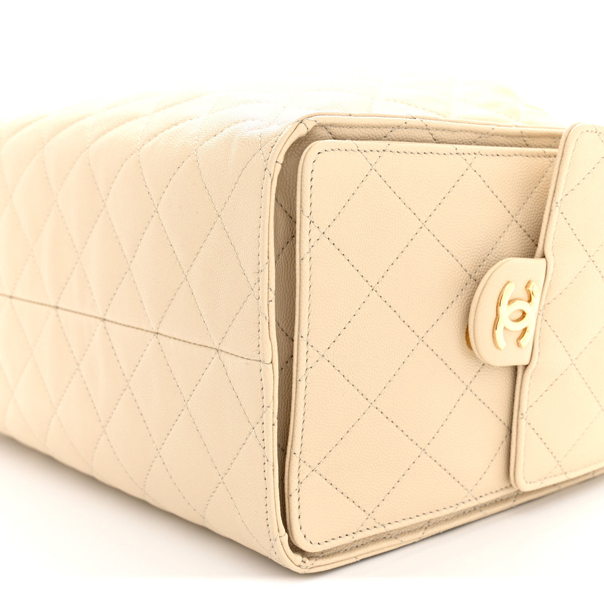Caviar Quilted Medium Chanel 25 Handbag Beige