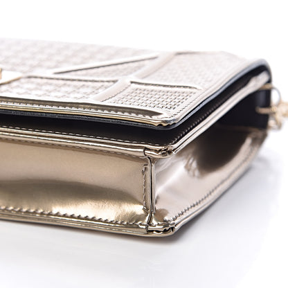 Christian Dior Metallic Patent Micro-Cannage Diorama Wallet on Chain Pouch Gold 12 of 13