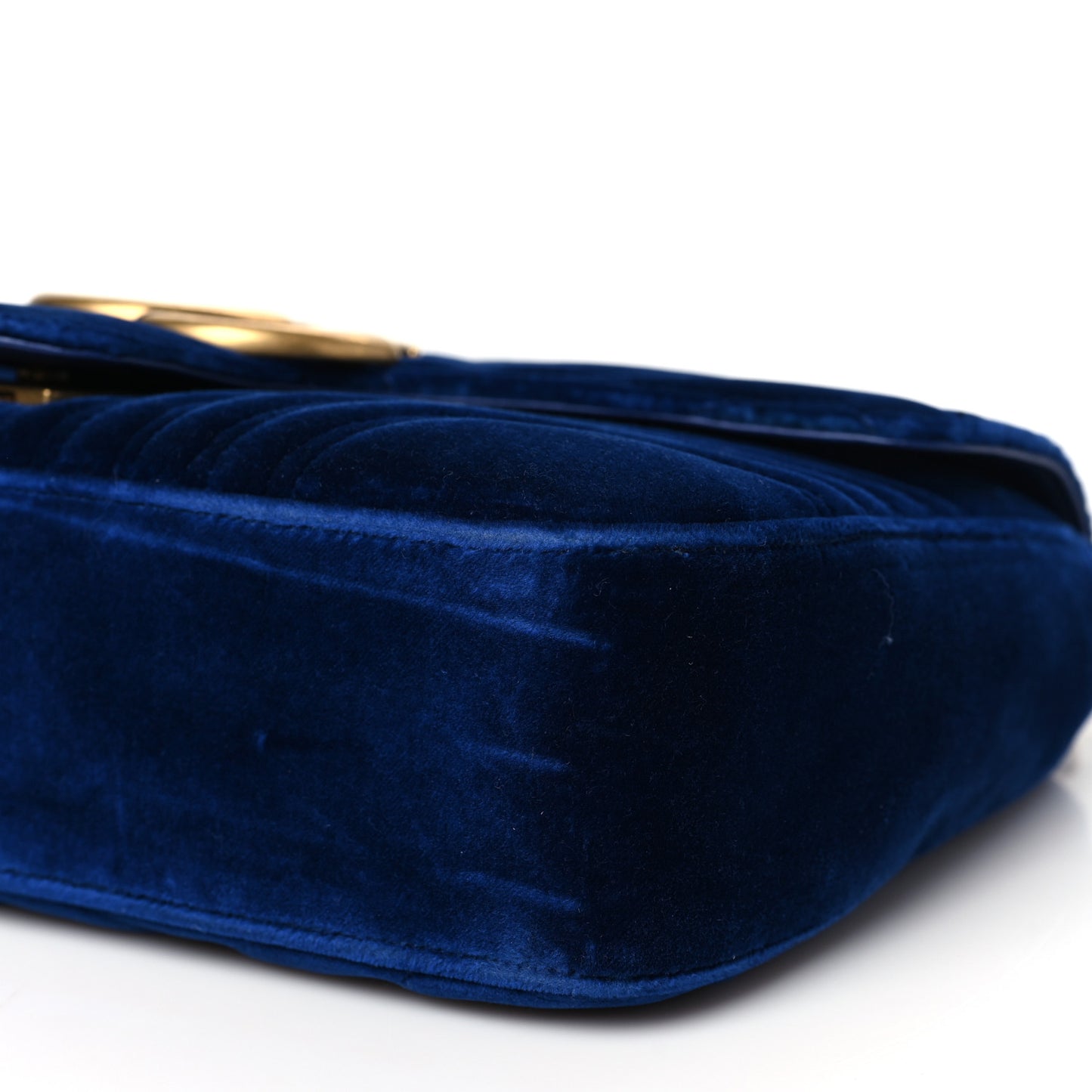 Velvet Matelasse Medium GG Marmont Shoulder Bag Cobalt Blue