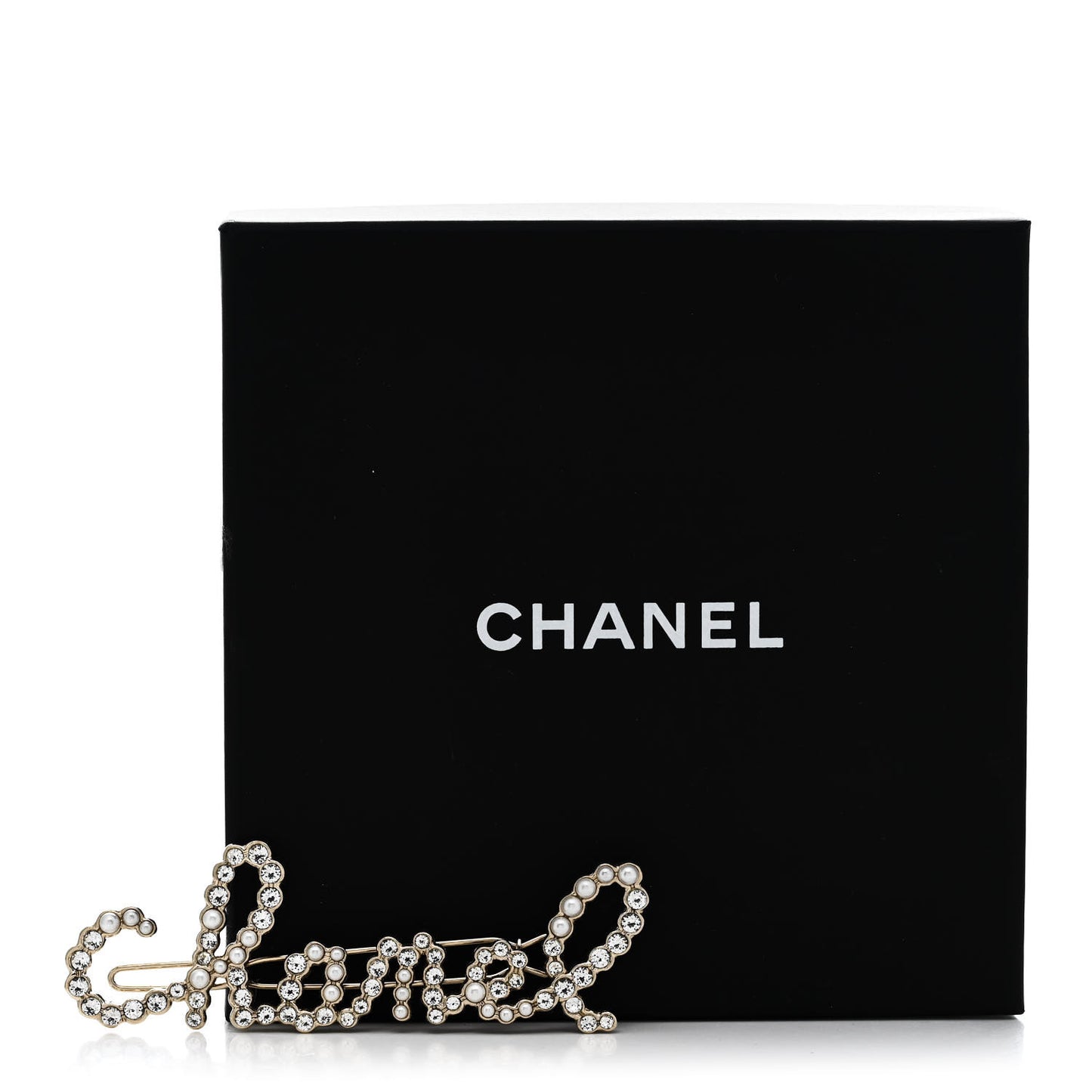 Metal Glass Swirling Pearls Hair Clip Gold