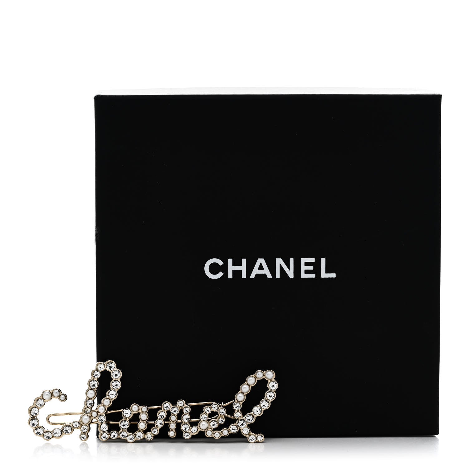 Chanel Metal Glass Swirling Pearls Hair Clip Gold 4 of 4