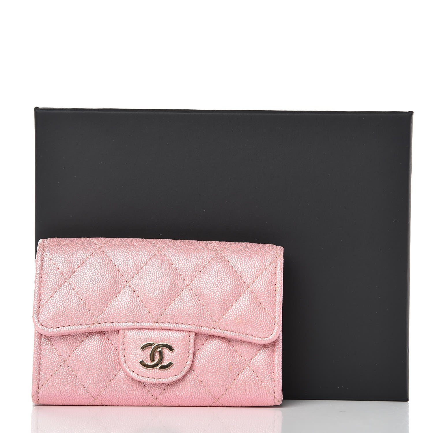 Chanel Iridescent Caviar Quilted Flap Card Holder Rose Pink 9 of 9